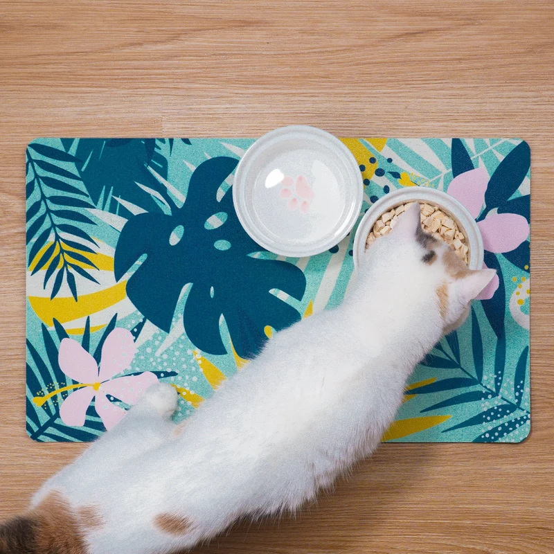 Waterproof and Non-Slip Pet Food Dinner Mat for Cats Dogs