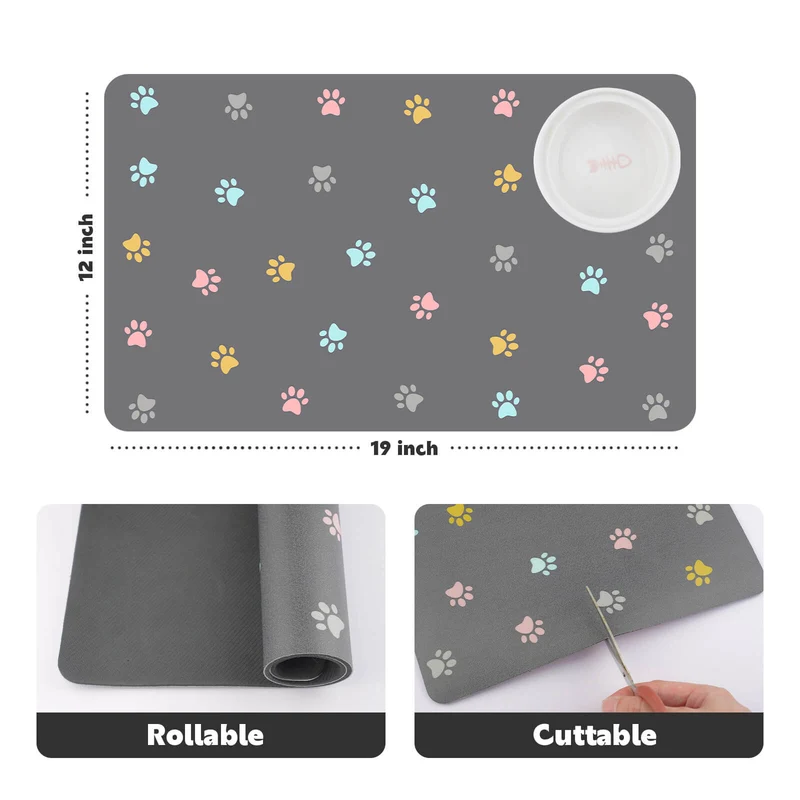 Non-Slip Pet Food Placemat for Water Bowl