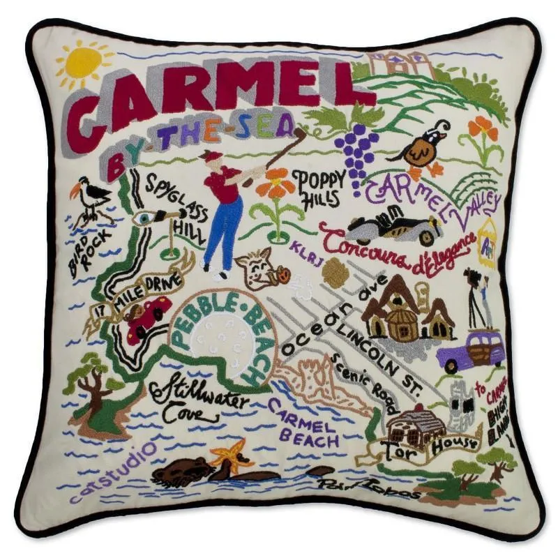 Carmel Embroidered CatStudio Pillow