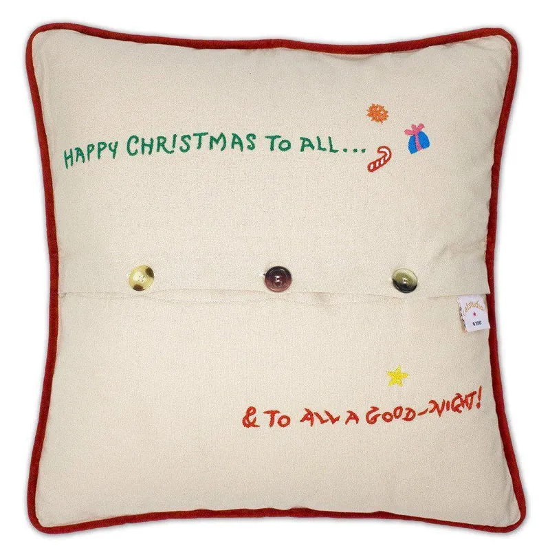 T'was the Night Before Christmas Embroidered CatStudio Pillow - XL Size