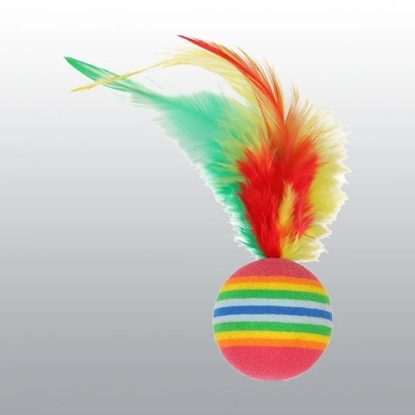 Balles arc en ciel avec plumes