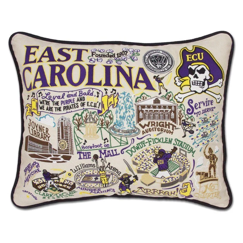 East Carolina University Embroidered CatStudio Pillow