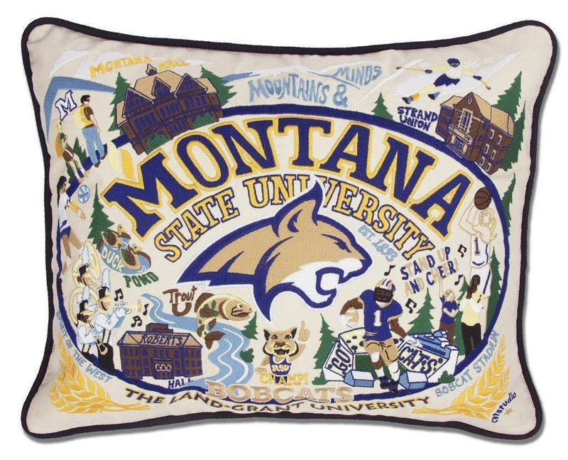 Montana State University CatStudio Embroidered Pillow
