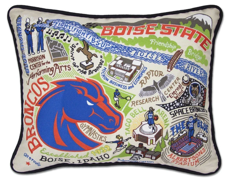 Boise State University Embroidered CatStudio Pillow