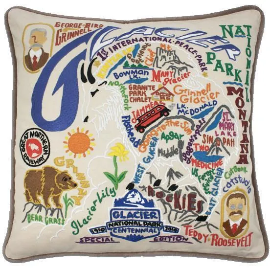 Glacier National Park Embroidered CatStudio Pillow