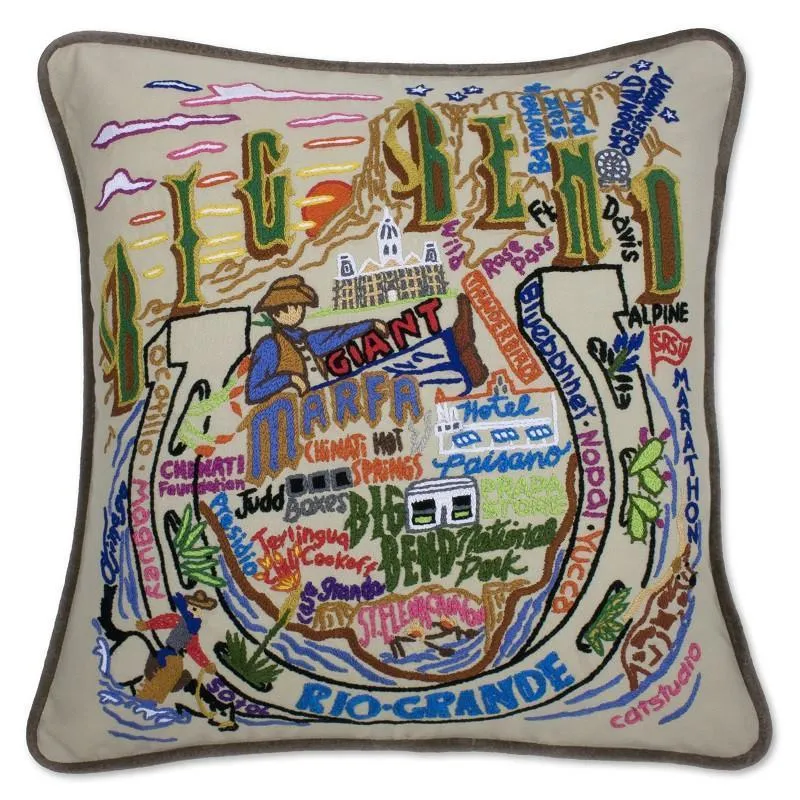 Big Bend Embroidered CatStudio Pillow