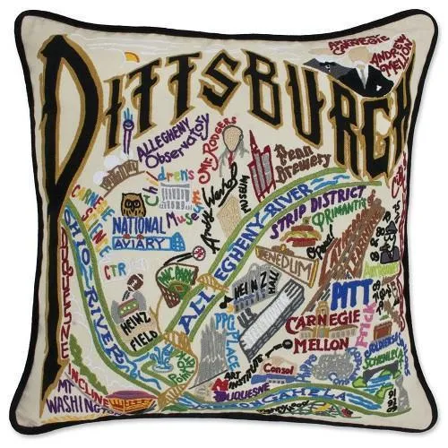 Pittsburgh Embroidered CatStudio Pillow