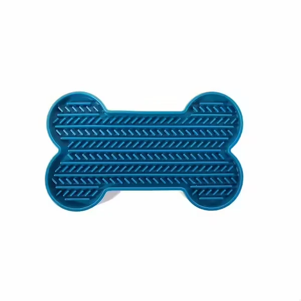 Tapis de léchage os silicone bleu