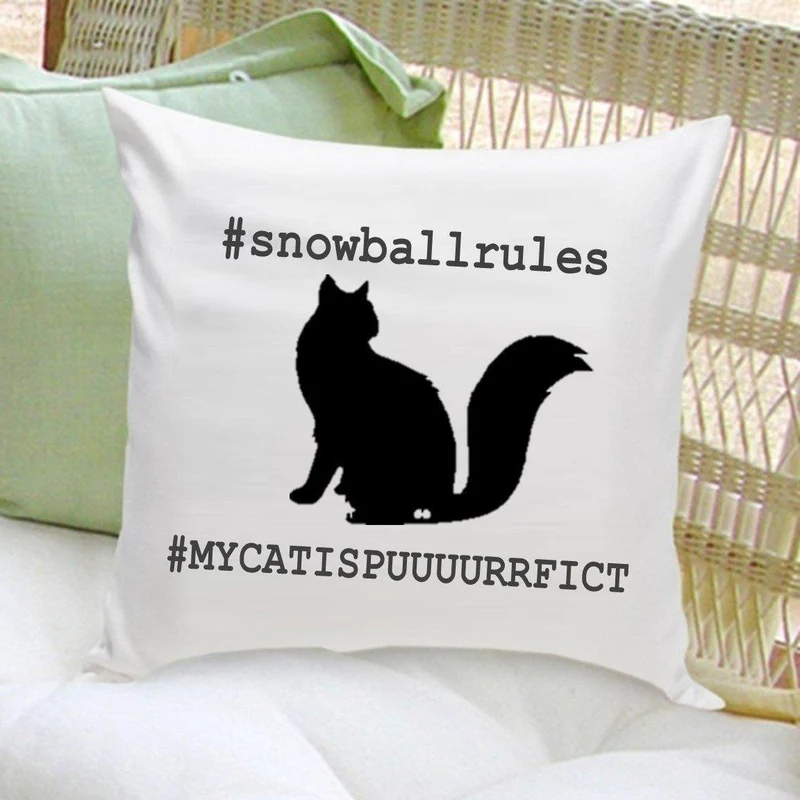 Cat Silhouette Personalized Throw Pillow