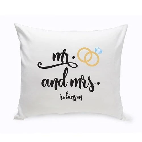 Mr. & Mrs. Wedding Throw Pillow - Personalized