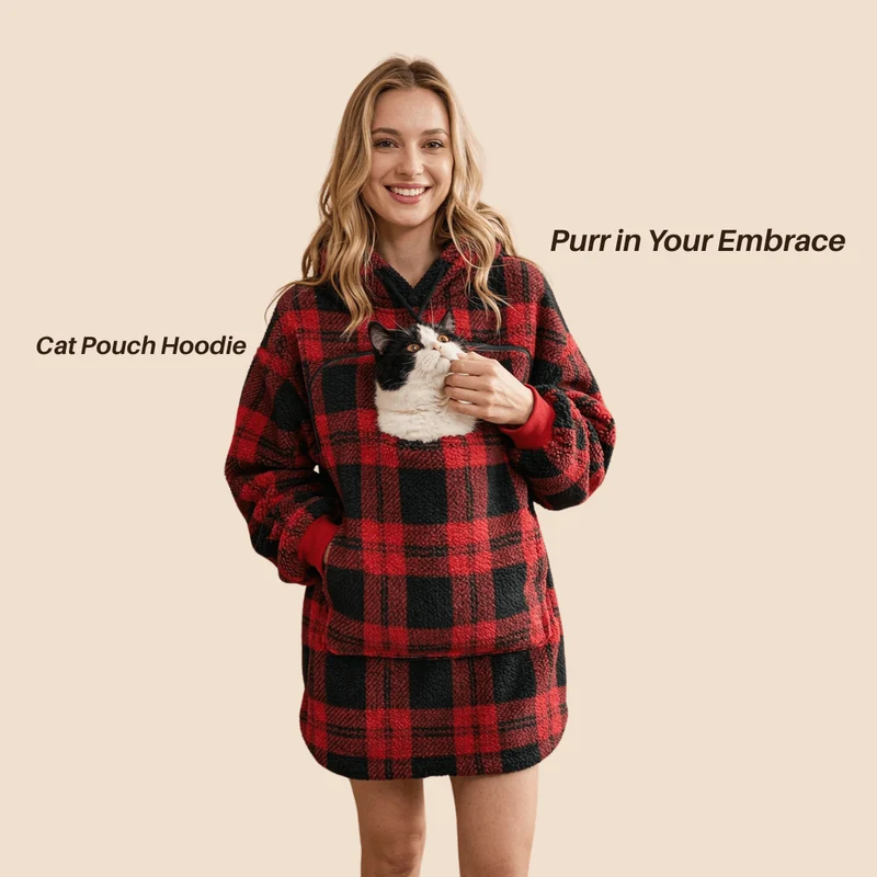 Christmas Cat Pouch Hoodie – Cozy Cat Carrier Hoodie
