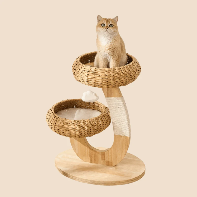 Rattan Cat Tree Tower for Small Apartmen | TB01