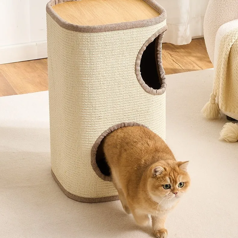 Corner Cat Condo with Sisal Scratcher | Brown