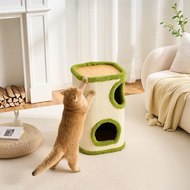 Corner Cat Condo with Sisal Scratcher | Green
