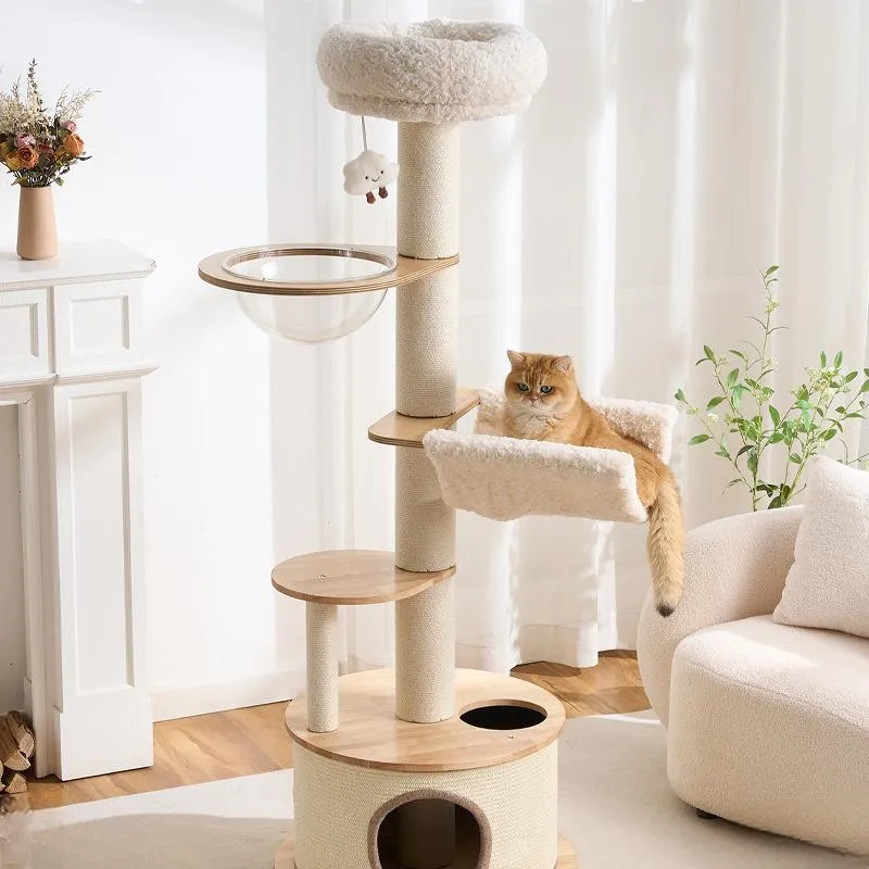 Large White Cat Tree Tower with Hammock | T2