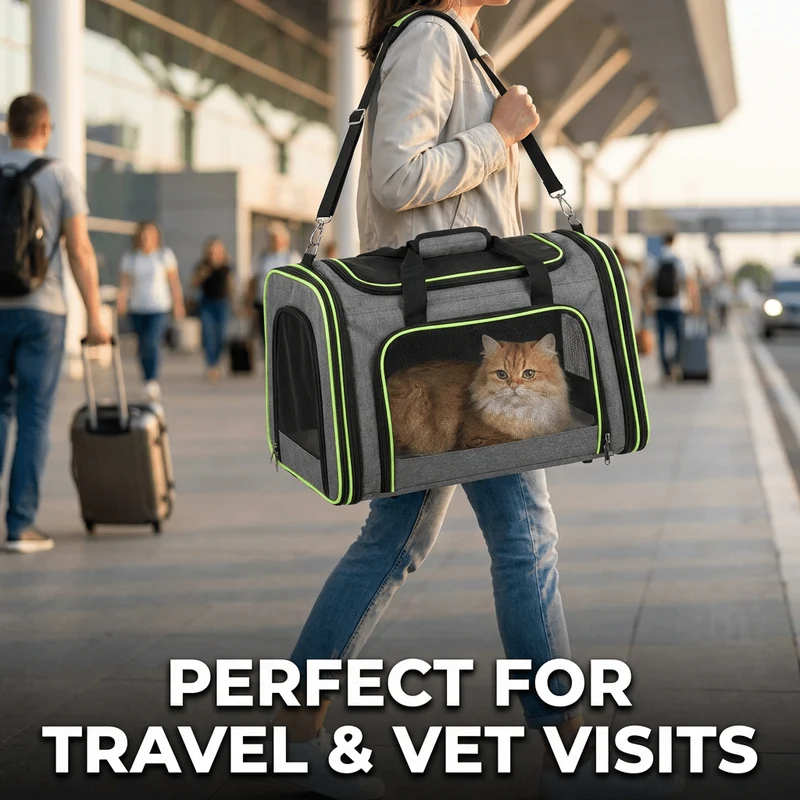 Soft-Sided Black Cat Carrier for Large Cats Maine Coon