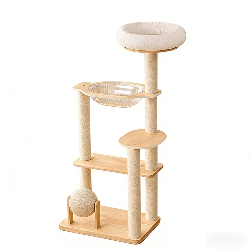 Modern Solid Wood Cat Trees For Large Cats | Oak W3