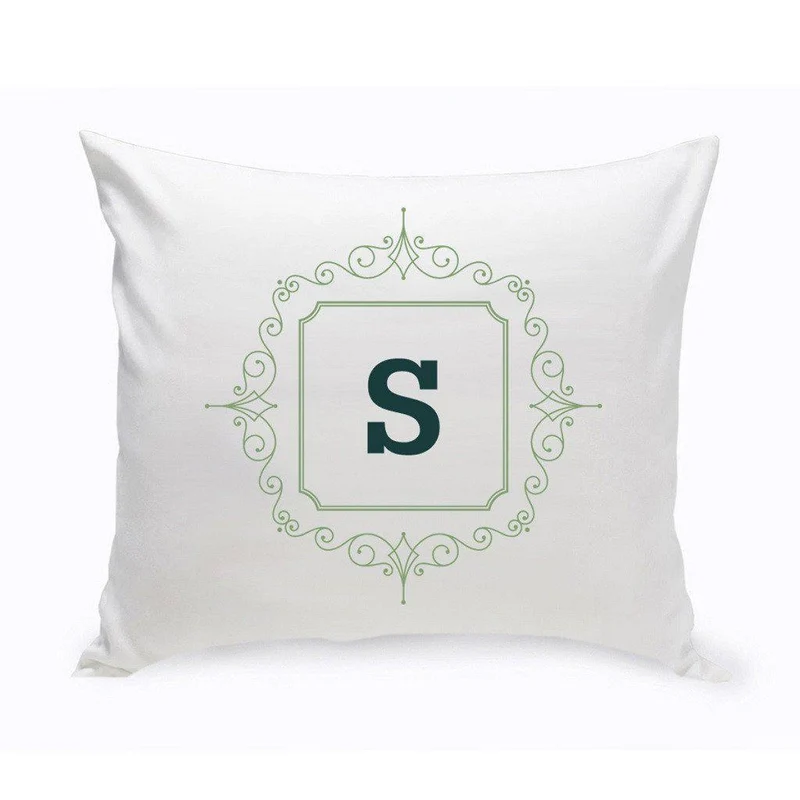 Initial Motif Personalized Throw Pillow-Sage Green