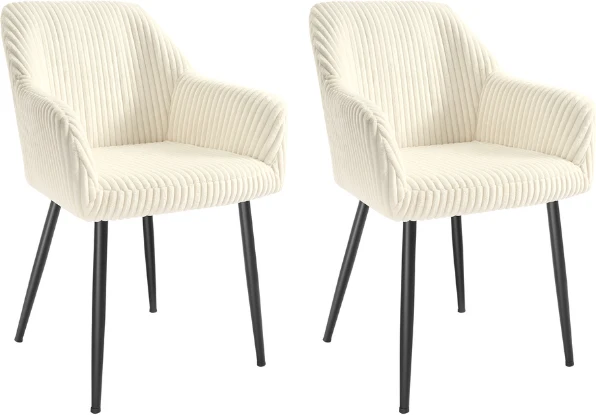 Lot de 2 chaises de salle à manger moderne avec accoudoirs rembourrée 60 x 62,5 x 85 cm assise confortable esprit contemporain en velours gris 12_0009972
