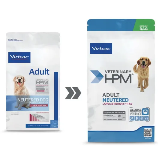 Anti-gaspi Virbac Veterinary HPM Adult Neutered Large & Medium Chien
