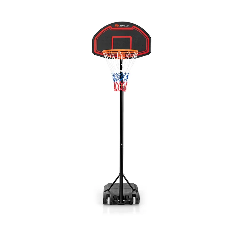 Panier de basketball portable hauteur réglable 192 x 247 cm pour enfants avec structure en acier noir & rouge 20_0019341