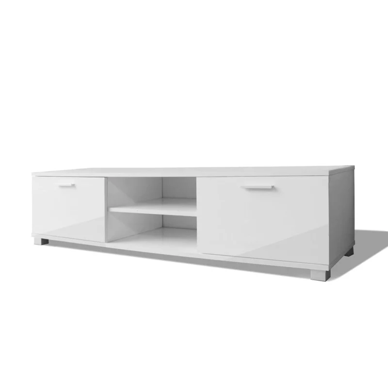Meuble télé buffet tv télévision design pratique 140 cm haute brillance blanc 2502057/2