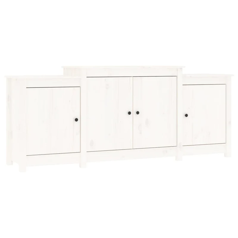 Buffet bahut commode armoire meuble de rangement organisateur cuisine salle de séjour salon 164 x 37 x 68 cm bois massif de pin blanc 02_0030213