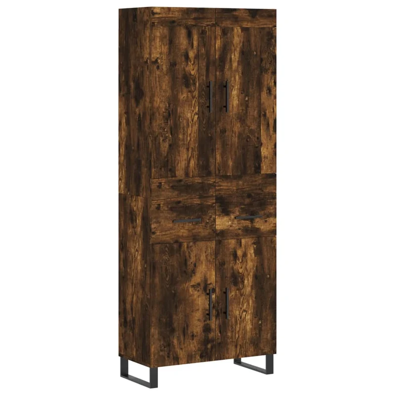Buffet bahut commode armoire meuble de rangement organisateur cuisine salle de séjour salon haut 69,5 x 34 x 180 cm bois d'ingénierie marron 02_0033407