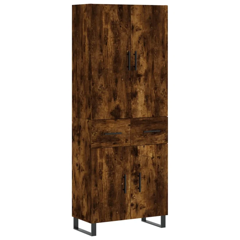 Buffet bahut commode armoire meuble de rangement organisateur cuisine salle de séjour salon haut 69,5 x 34 x 180 cm bois d'ingénierie marron 02_0033526