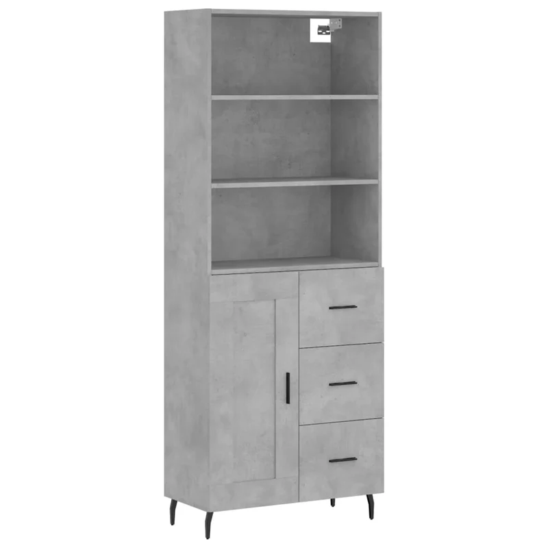 Buffet bahut commode armoire meuble de rangement organisateur cuisine salle de séjour salon haut 69,5 x 34 x 180 cm bois d'ingénierie gris 02_0034677