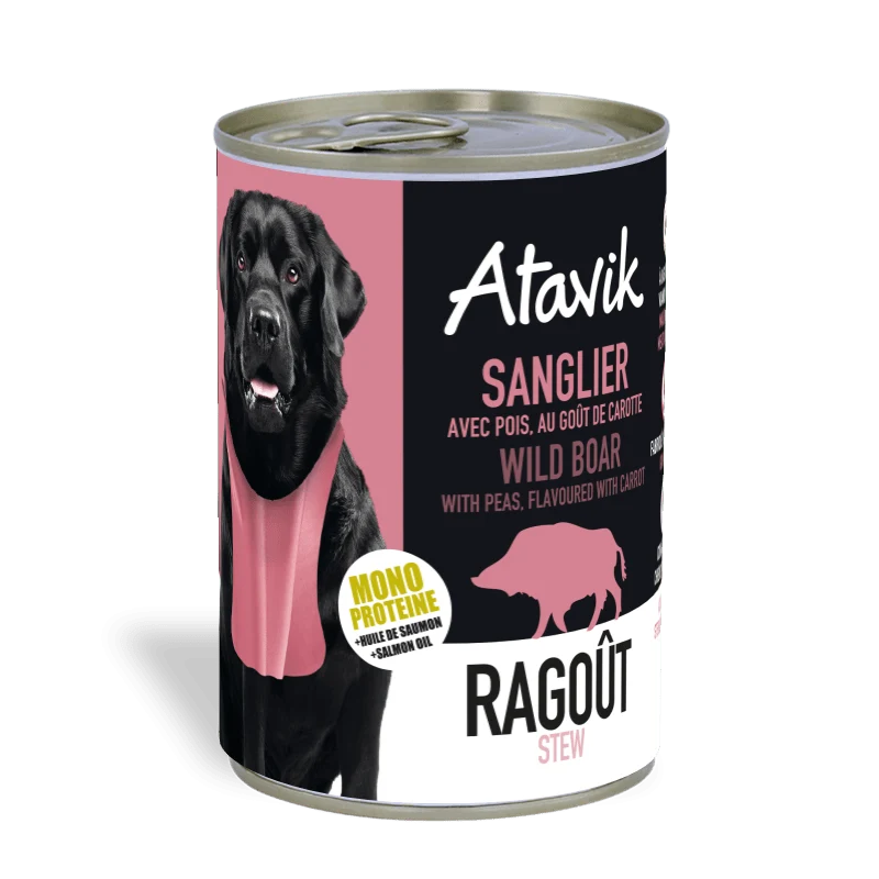 Pâtée chien sanglier – Ragoût sauvage Atavik 400g
