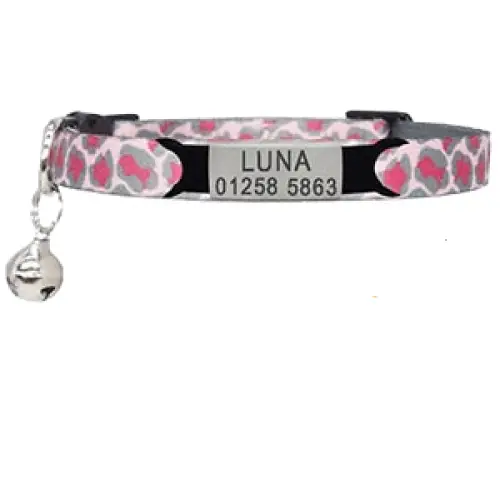 Collier Chat Clochette Personnalisable Nylon