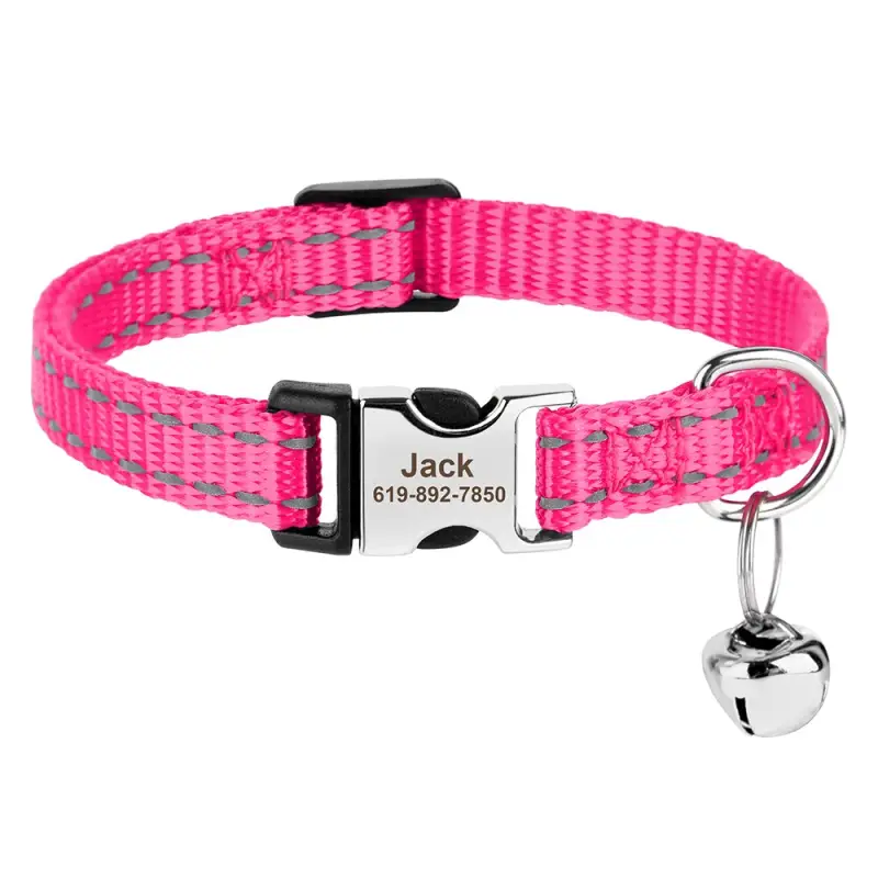 Collier Chat Réglable Nylon Personnalisé