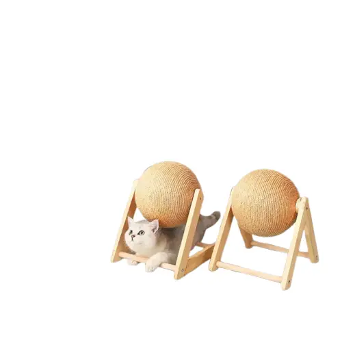 Griffoir d'Angle Chat - Bois Massif avec Balle