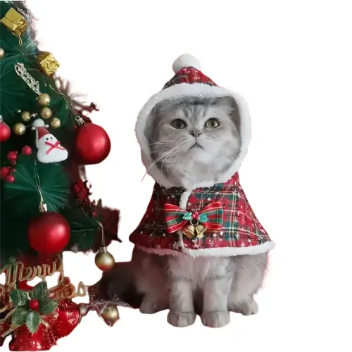 Costume Chat Noël - Cape à Capuche Doublée Peluche