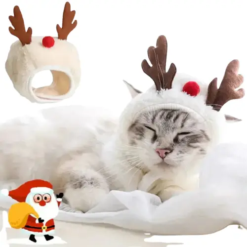 Bonnet Renne Chat en Polaire - Bois et Pompon