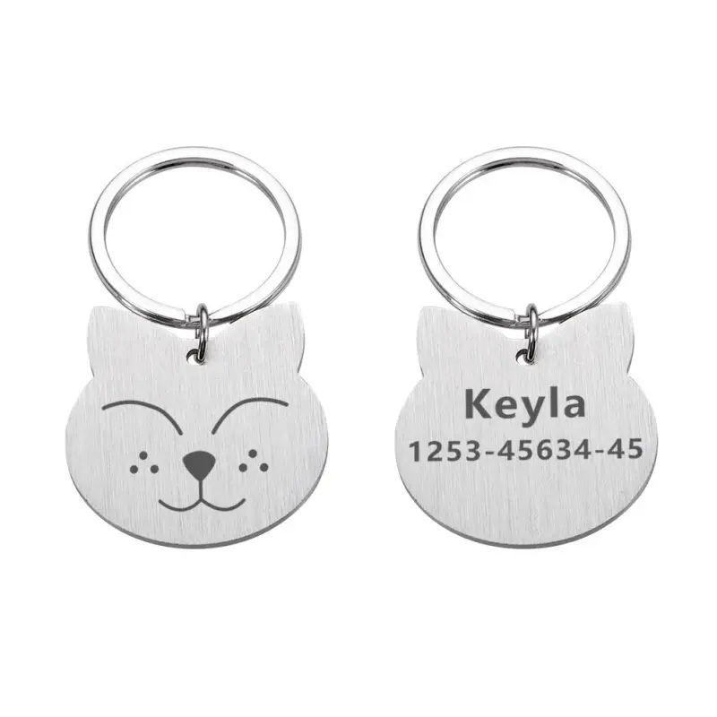 Médaille Identification Chat - Gravée Acier Inoxydable