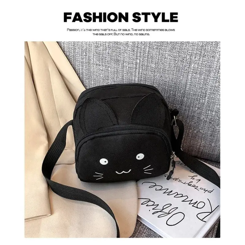 Sac Bandoulière Chat en Toile - Léger et Résistant
