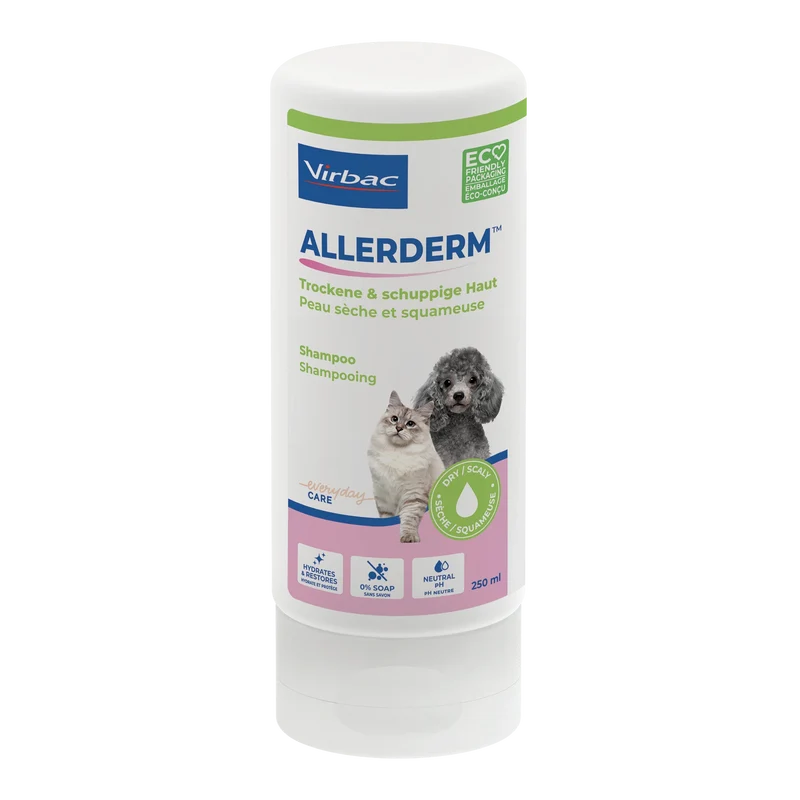 Allerderm shampoing peau sèche chien, chat