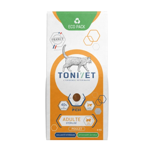 Tonivet Adulte Stérilisé au poulet - croquettes chat