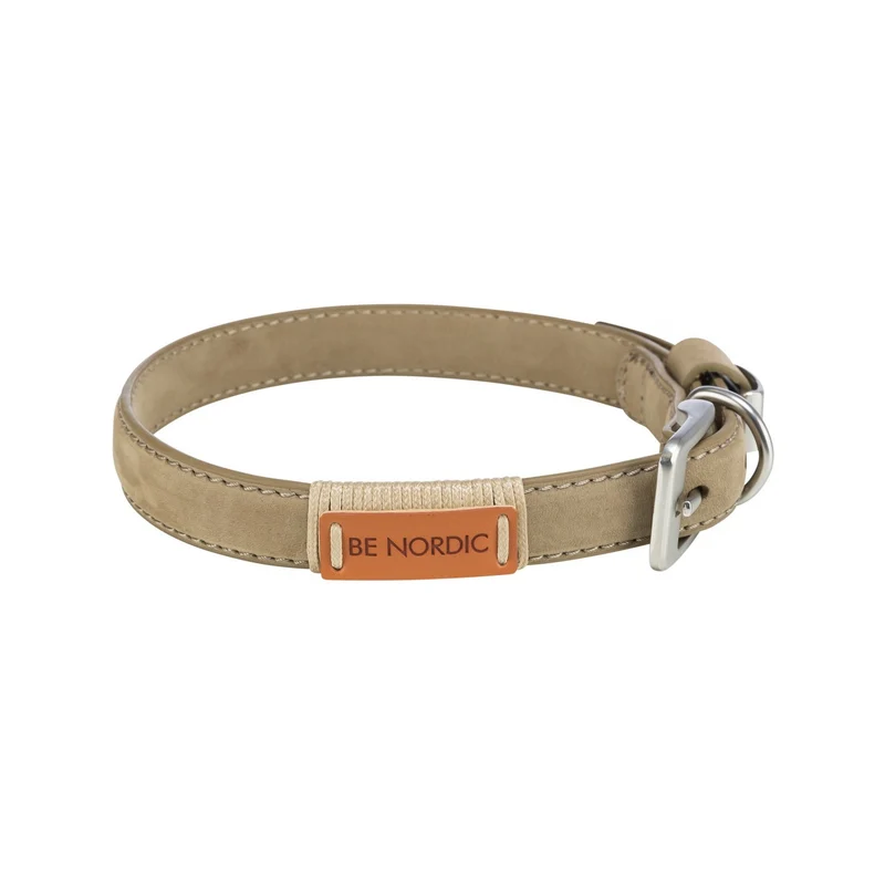 Collier en cuir Be Nordic beige chien