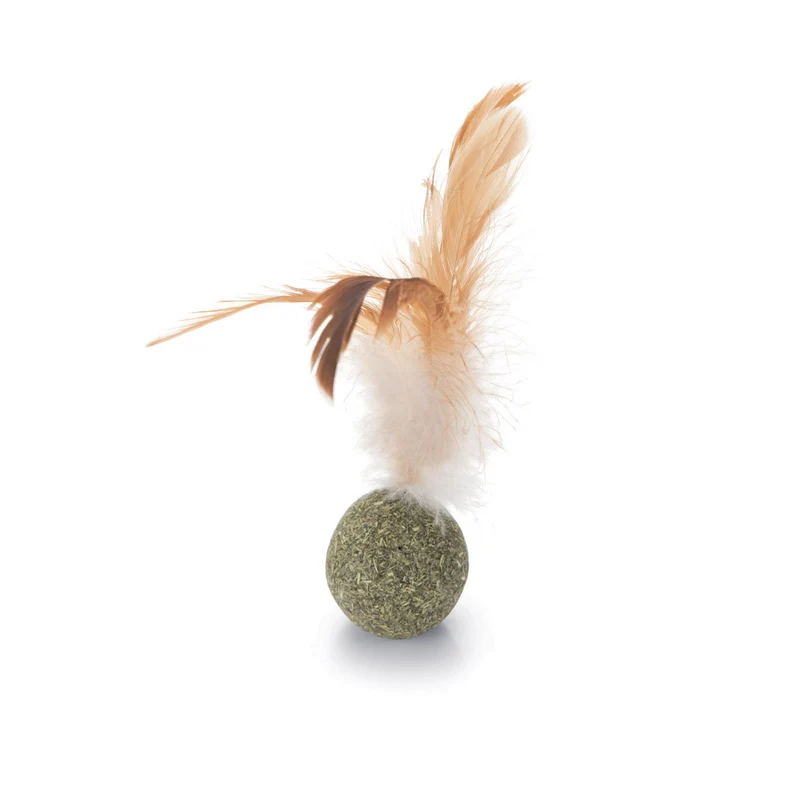 Balle d'herbes à chat avec plumes