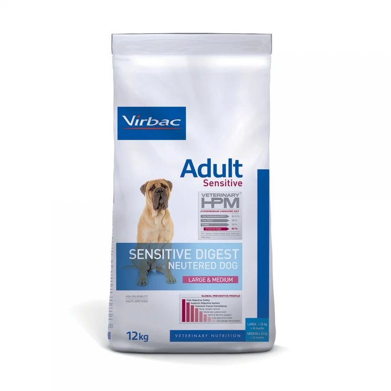 Virbac Veterinary HPM Adult Sensitive Neutered Dog Large & Medium - croquettes chien