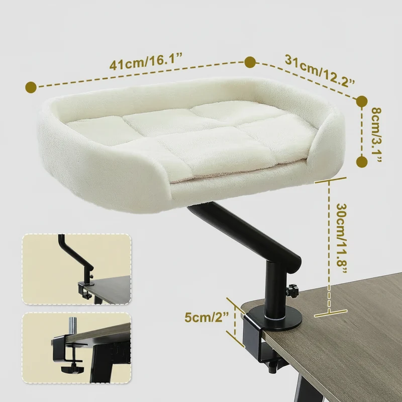 Lit de Bureau pour Chat Rotatif 360° – Panier Suspendu