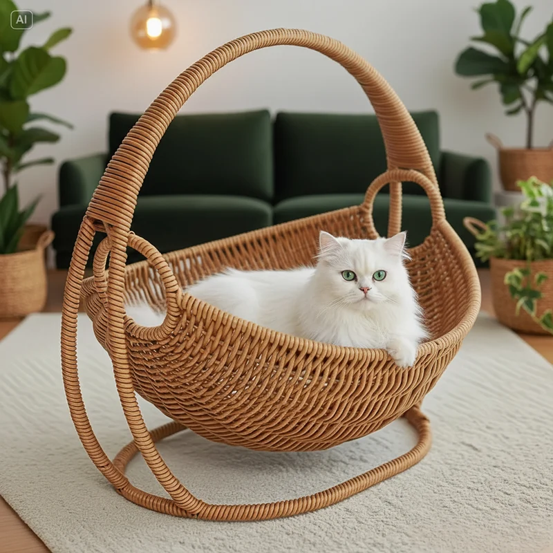 Hamac Panier Tressé pour Chat | Balancelle