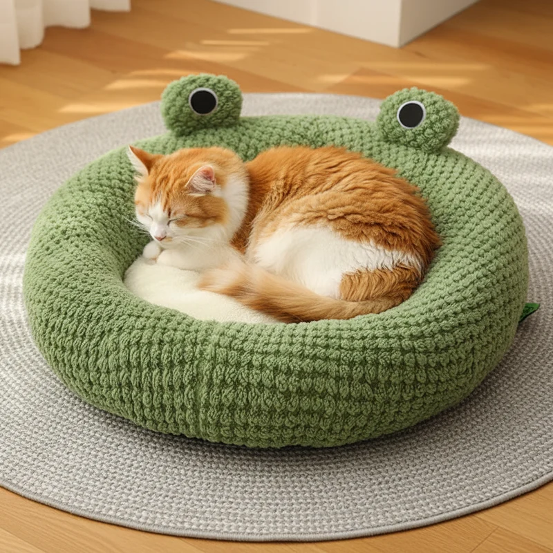 Nid pour Chat Forme Grenouille | Maison Semi-Fermée