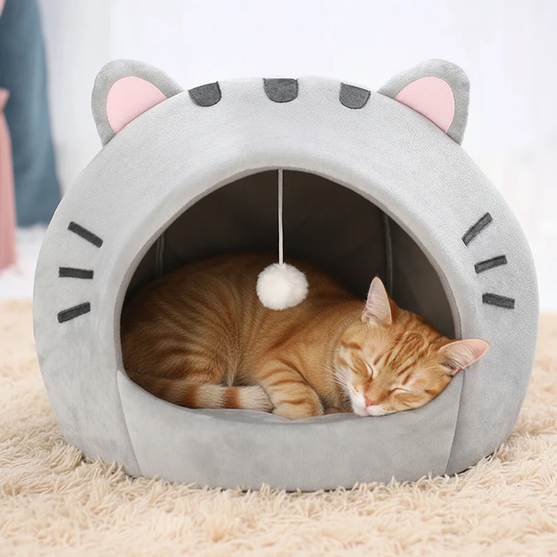 Maison-Lit pour Chat en Coton 100% | Nid Semi-Couvert