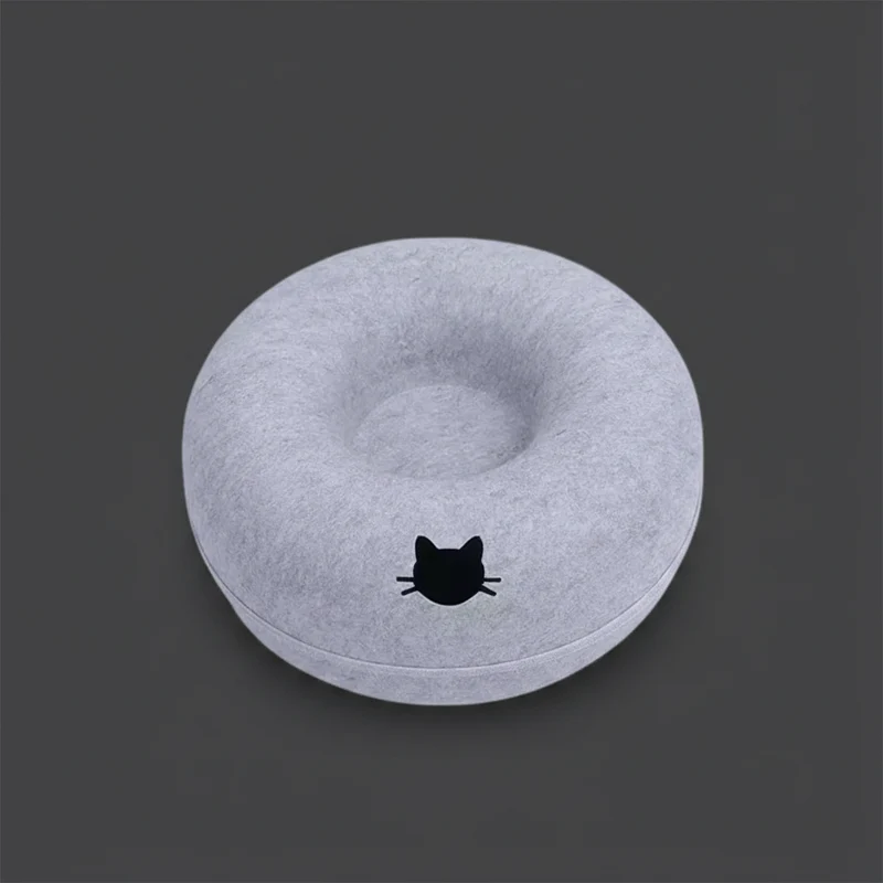 Lit Tunnel Rond en Feutre pour Chat | Nid Donut Grattoir Lavable