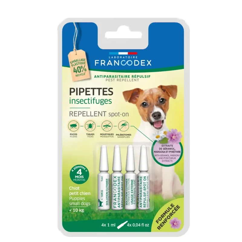Pipettes Antiparasitaires Répulsive Petit Chien <10kg Francodex
