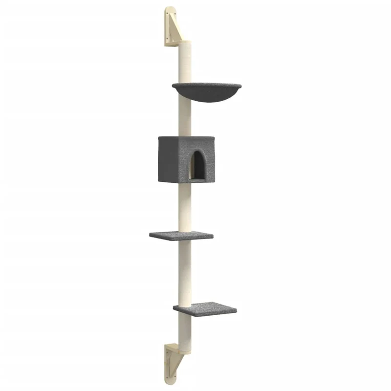 Arbre à chat meuble tour grimper jouet grattage grattoir escalade plateforme mural avec griffoir foncé 187 cm gris 02_0022783
